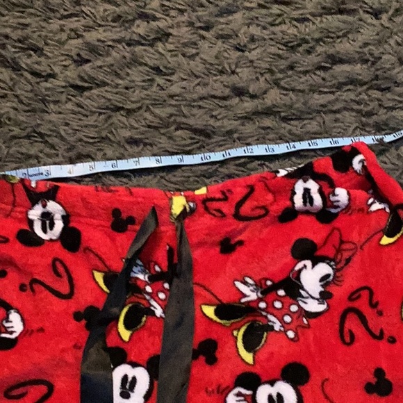 Disney Red Mickey and Minnie Mouse Pajama Bottoms super soft, fuzzy material - Picture 3 of 5